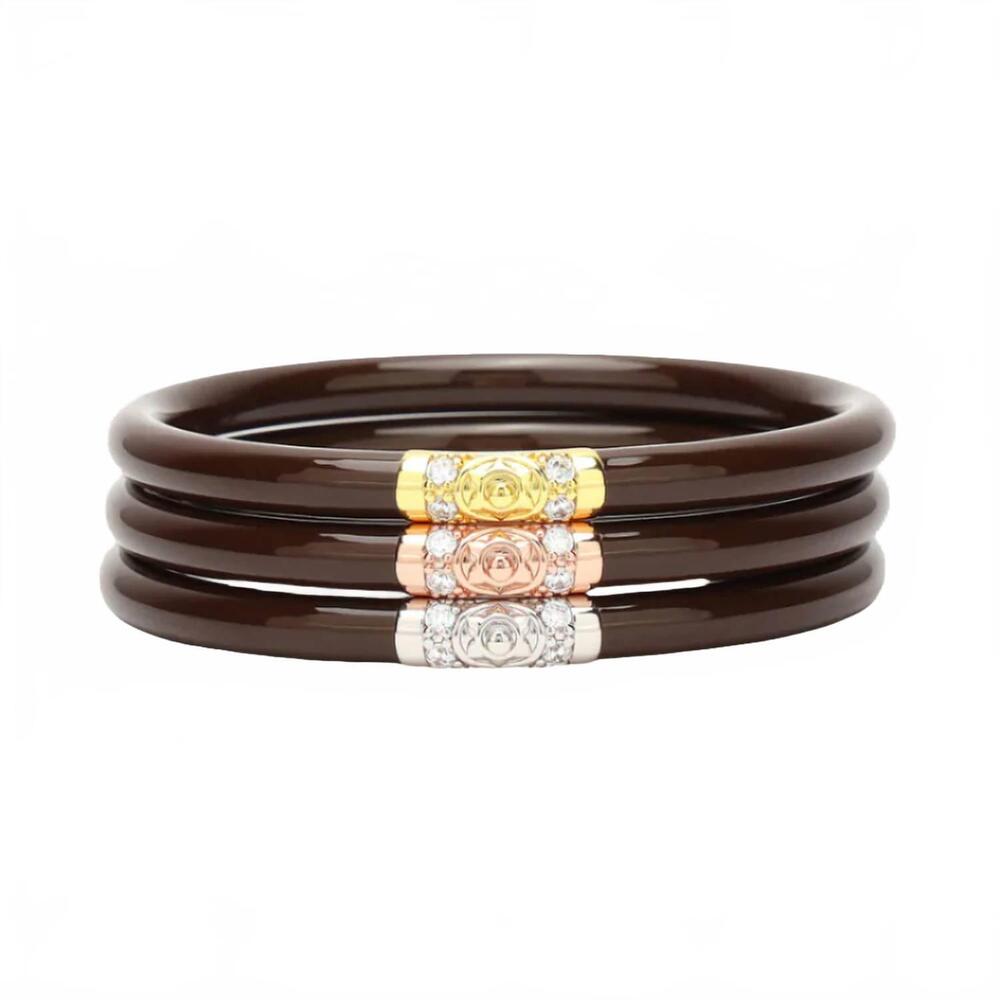 NEW BUDHAGIRL three kings all weather bangles - set of 3 in chocolate